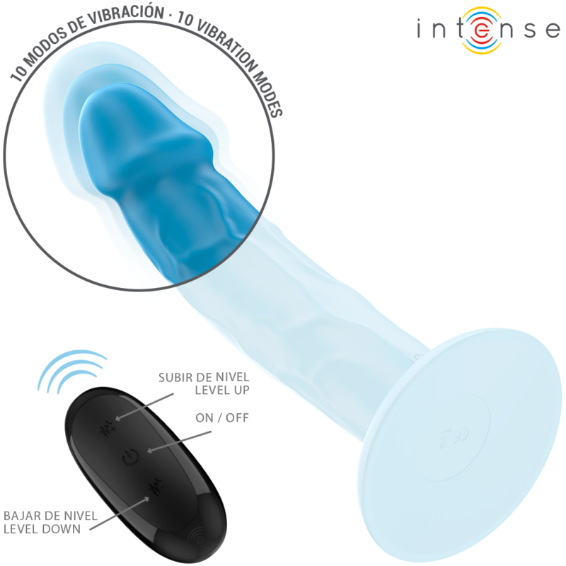 Intense - phoebe vibratore realistico 10 vibrazioni telecomando blu