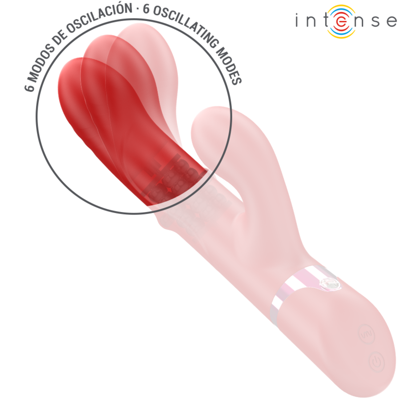 Intense - lele vibratore multifunzione rotante e oscillante e stimolante rosso