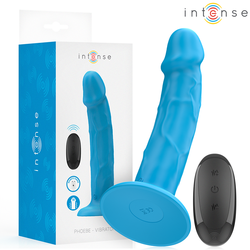 Intense - phoebe vibratore realistico 10 vibrazioni telecomando blu