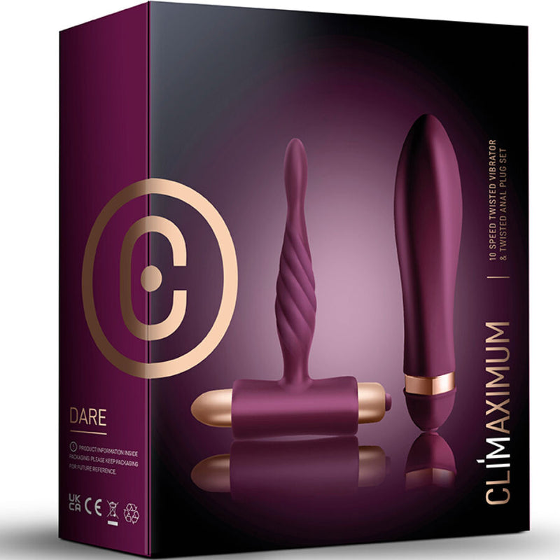 Climaximum - kit sfida vibratore twisted + plug anale per principianti