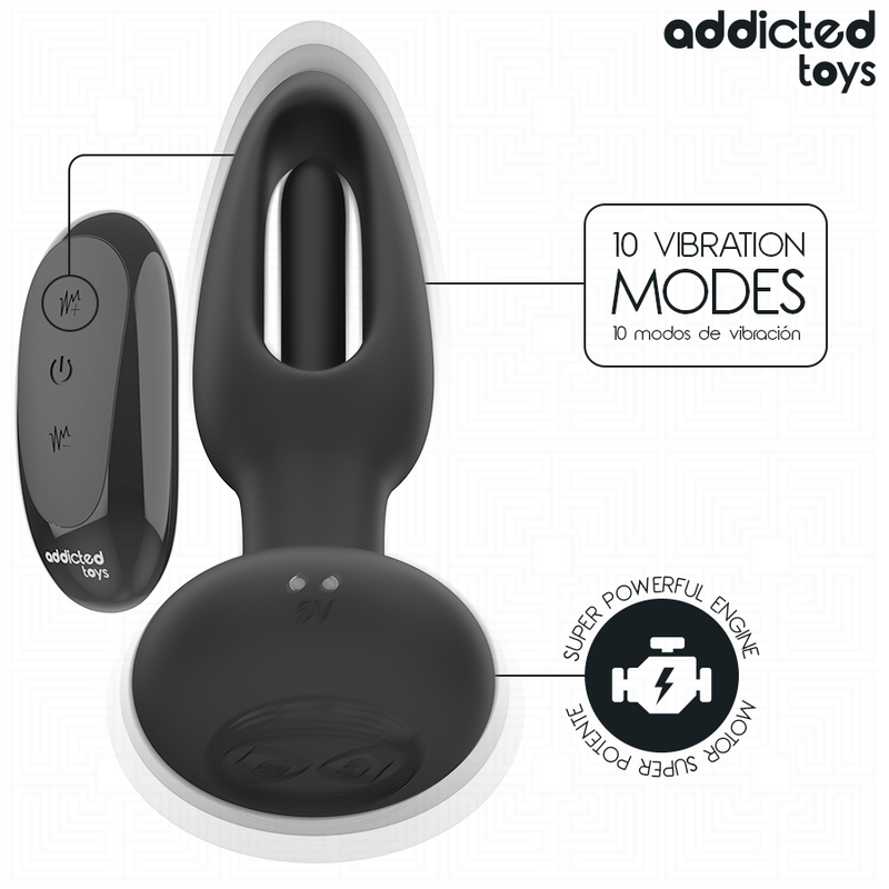 Addicted toys - plug anale con lingua vibrante e telecomando