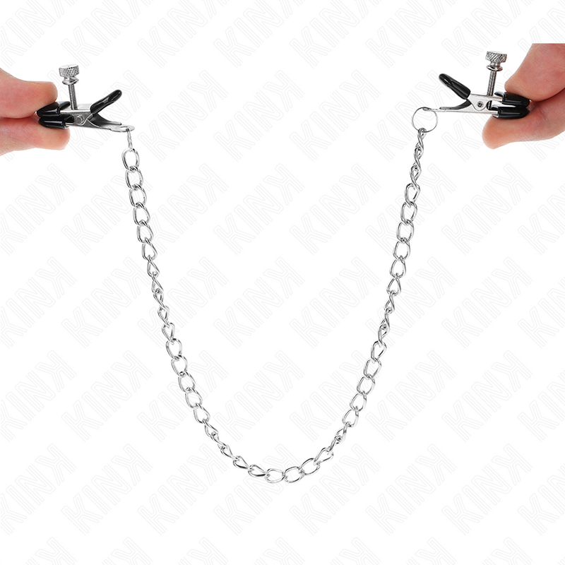 Kink - morsetti per capezzoli a catena piatta argento 34 cm