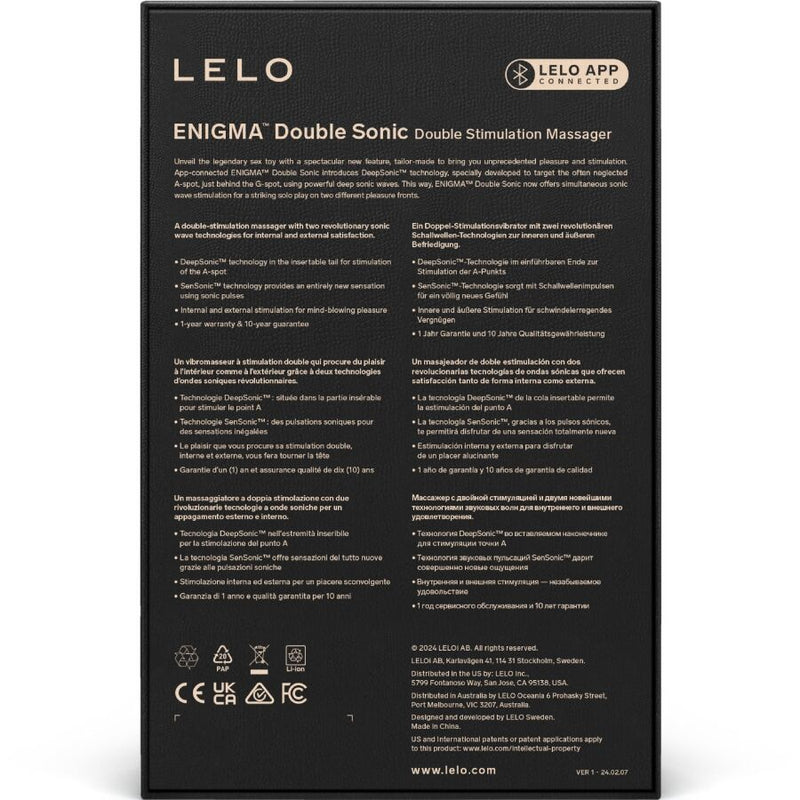 Lelo - enigma double sonic vibrator point g nero