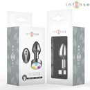 Intense - plug anale vibrante in metallo con luci led e telecomando - taglia s