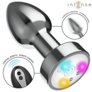 Intense - plug anale vibrante in metallo con luci led e telecomando - taglia s