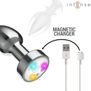 Intense - plug anale vibrante in metallo con luci led e telecomando - taglia m