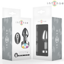 Intense - plug anale vibrante in metallo con luci led e telecomando - taglia m
