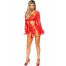 Leg avenue - 86123 set vestaglia teddy + giarrettiera rosso taglia s