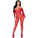 Leg avenue - 89366 bodystocking in pizzo rosso - taglia unica