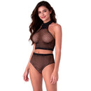 Passion - bs116 bodystocking nero con strass e rete