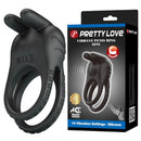 Pretty love - anello vibrante ricaricabile per pene sini, 10 funzioni, nero