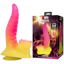 Power monsters - dildo fantasy mostro ondulato con ventosa 22,5 cm ø 5,5 cm rosa e giallo
