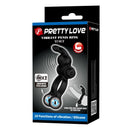 Pretty love - anello per pene vibrante con stimolatore a forma di coniglietto, 10 funzioni, nero
