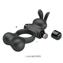 Pretty love - anello per pene vibrante con stimolatore a forma di coniglietto, 10 funzioni, nero