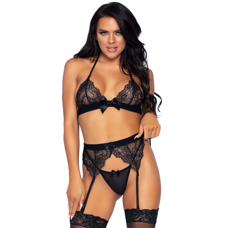 Leg avenue set tre pezzi top, cinturino e perizoma m-0