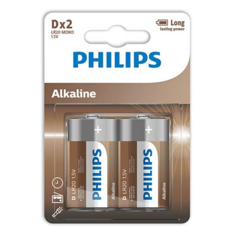 Philips alkaline pila d lr20 blister*2-0
