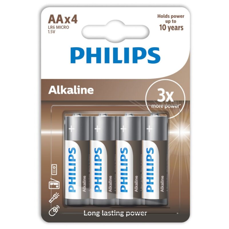 Philips alkaline pila aa lr6 blister*4-0