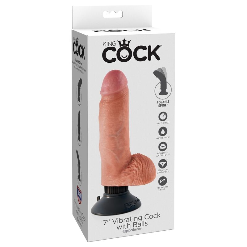 King cock 17,78 cm cazzo vibrante con palline carne-6