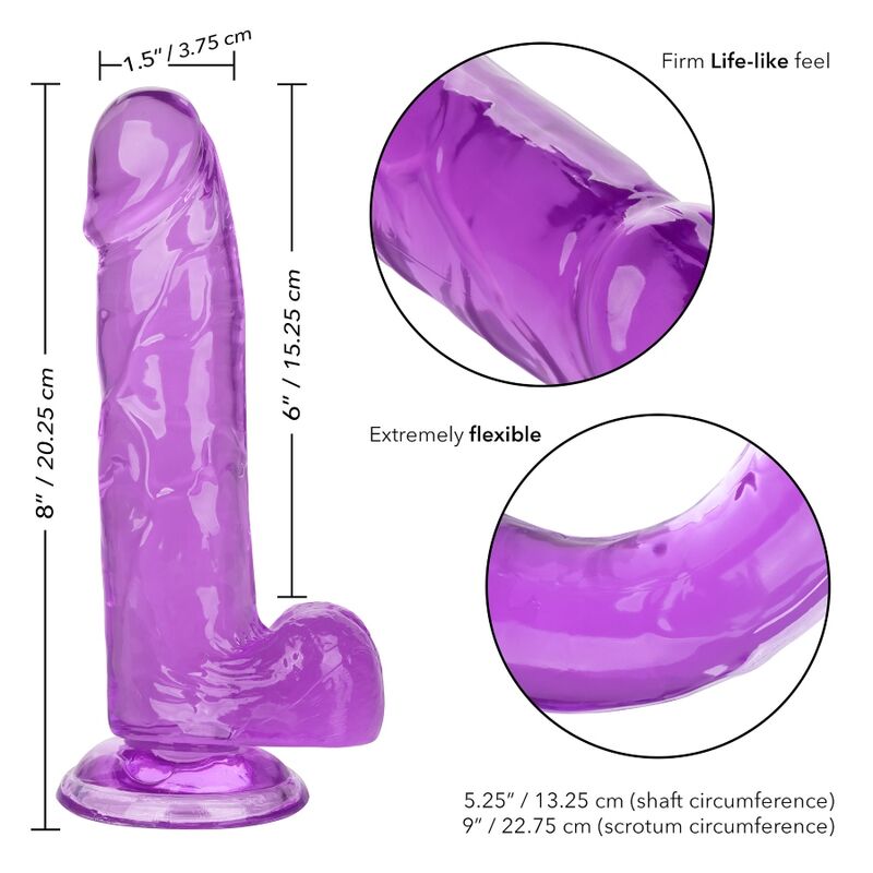 Dildo regina dimensioni calex - viola 15,3 cm-5