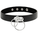 Coquette chic desire choker artigianale in pelle vegan - doppio anello-1
