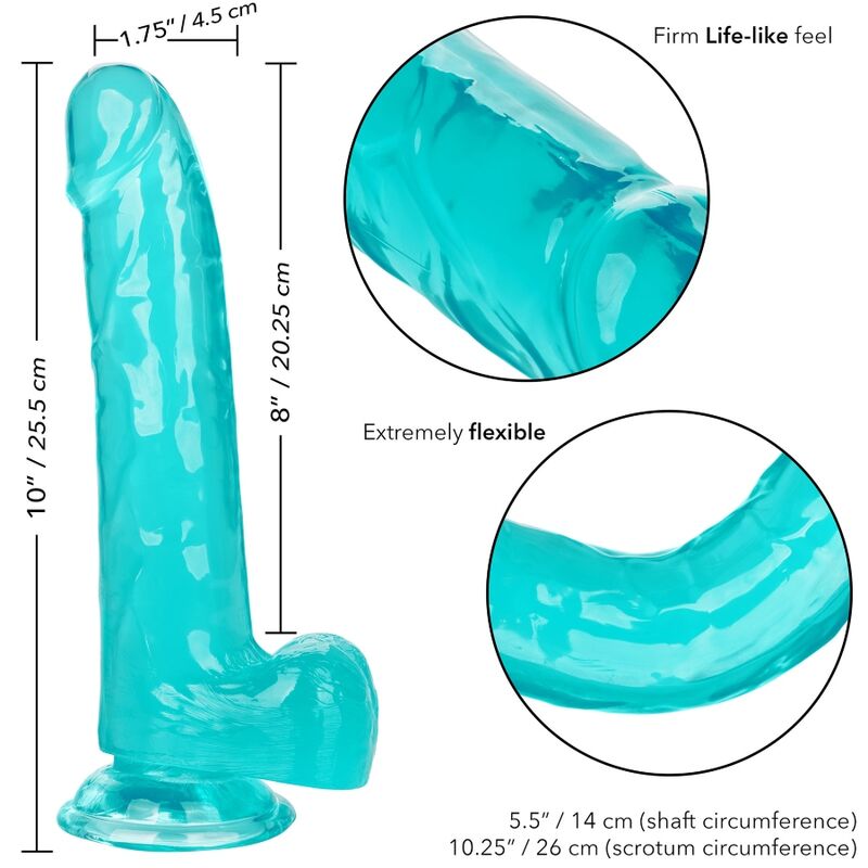 Calex size queen dildo - azul 20.3 cm-5