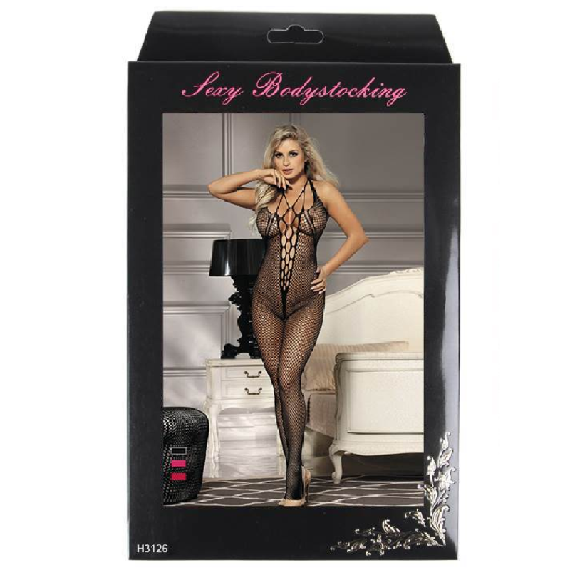 Queen lingerie halter neck e open back bodystocking sl-7