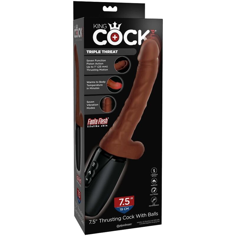 King cock plus tripla minaccia - colore marrone della pelle-8