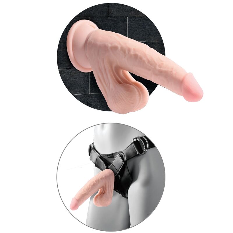 King cock plus 3d cock swinging balls 24,5 cm - pelle chiara-3