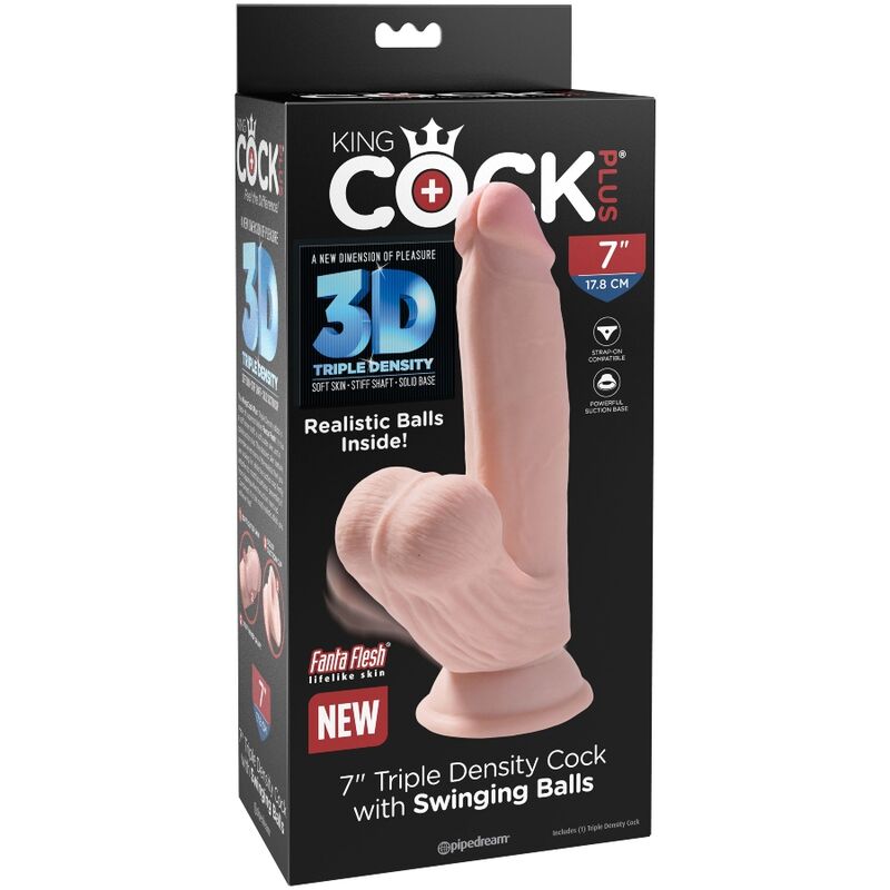 King cock plus 3d cock swinging balls 15,2 cm - pelle chiara-6