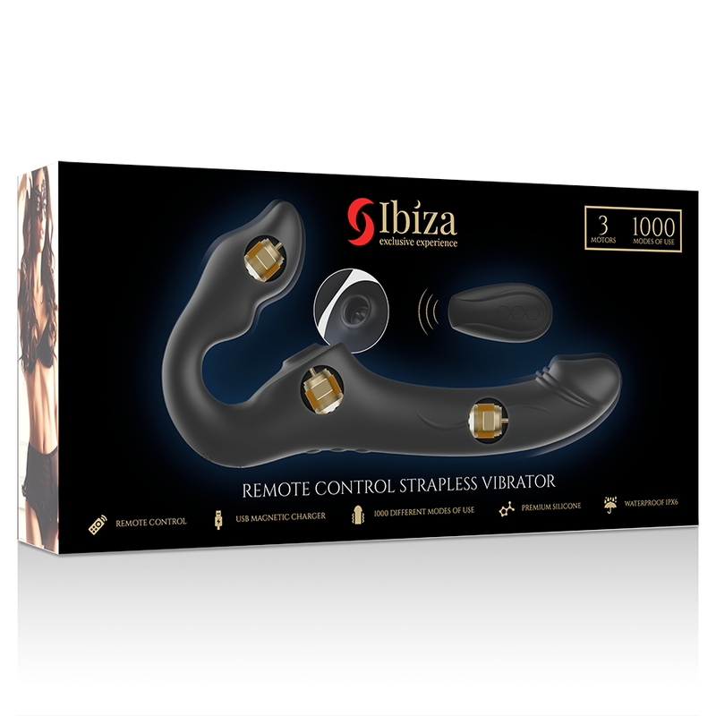 Ibiza remote control strapless vibrator 3 motors 1000 combinations.-10