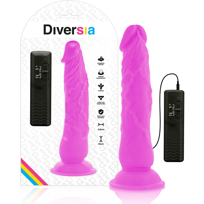 Diversia dildo vibrante flessibile 21 cm - viola-0