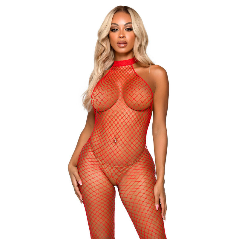 Bodystocking leg avenue racer collo taglia unica - rosso-0