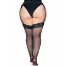 Calze coscie in nylon taglia forte con top in pizzo-1