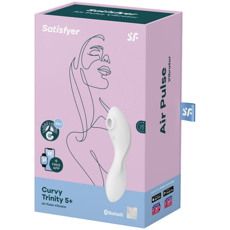 Satisfyer curvy trinity 5 air pulse stimulator & vibrator app - white-3