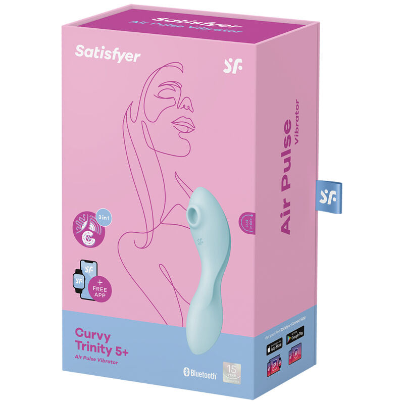 Satisfyer curvy trinity 5 air pulse stimulator & vibrator app - blue-3