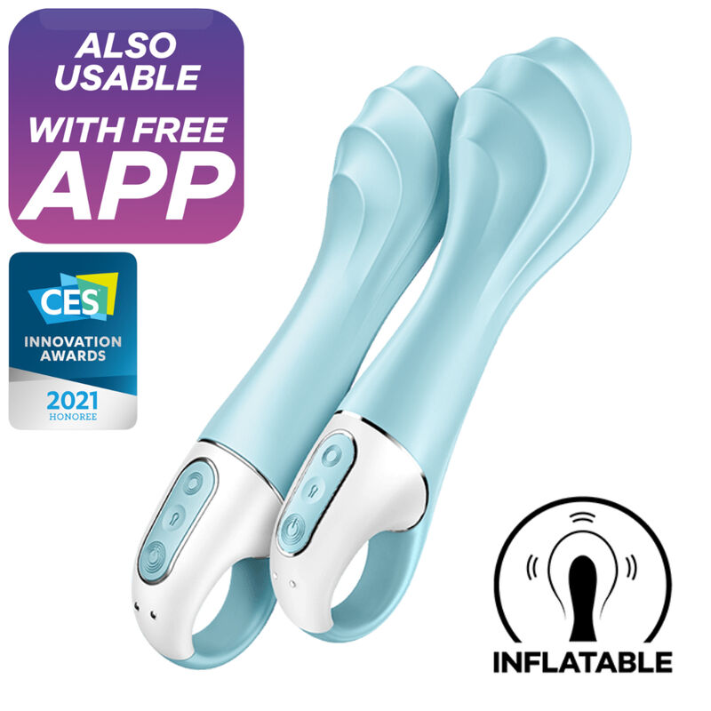 Satisfyer air pump vibrator 5+ inflatable g-spot vibrator app - blue-0