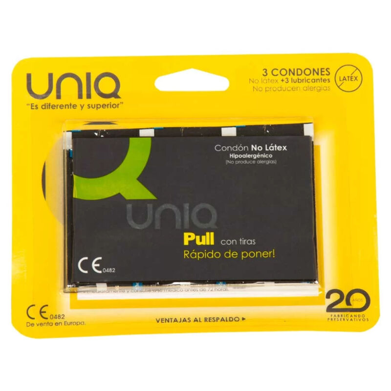 Preservativo senza lattice uniq pull con strisce 3 unitÀ-0