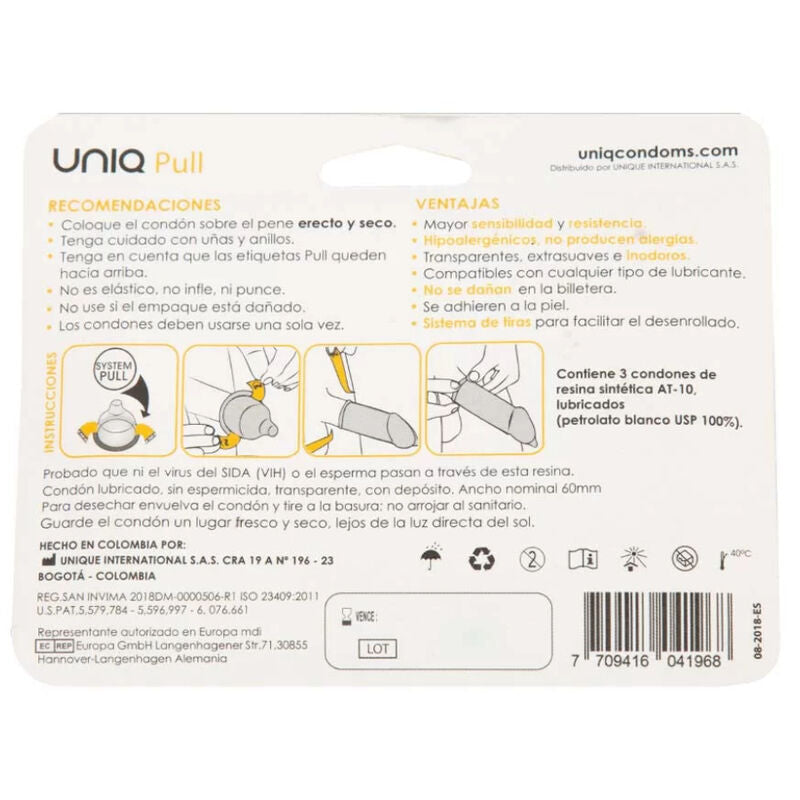 Preservativo senza lattice uniq pull con strisce 3 unità-1