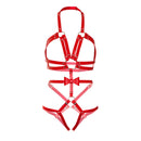 Leg avenue kink borchie o-ring imbracatura teddy taglia l - rosso-2