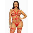 Leg avenue kink borchie o-ring imbracatura teddy taglia m - rosso-0