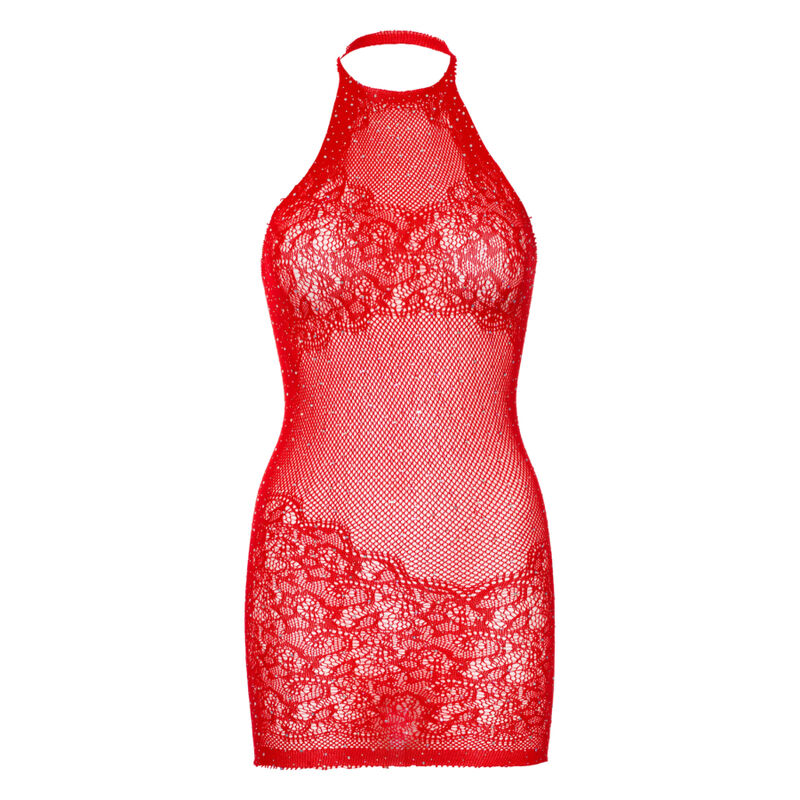 Leg avenue mini vestito con strass e strass taglia unica - rosso-2