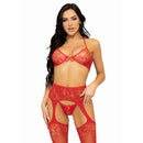 Leg avenue set tre pezzi reggiseno, perizoma e calza taglia unica - rosso-0