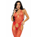 Bodystocking con bretelle a rete leg avenue taglia unica - rosso-0