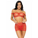 Leg avenue set tre pezzi top, minigonna e stringa taglia unica - rosso-0