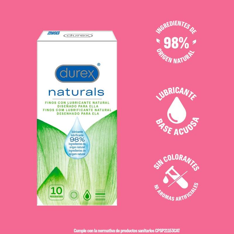Durex naturals sottile preservativo lubrificante naturale 10 unità-3