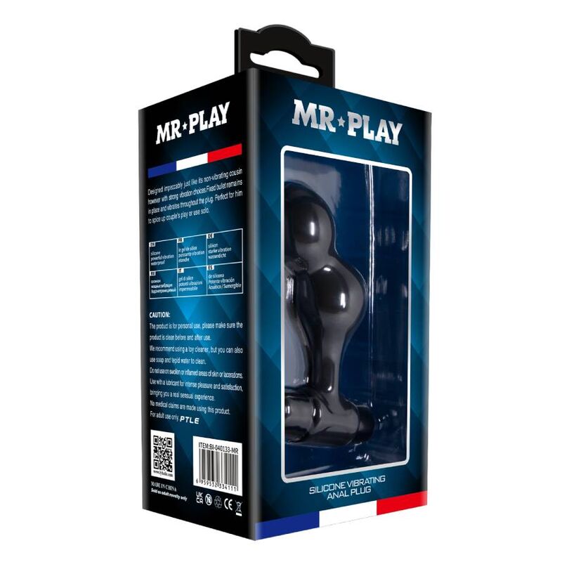 Mr play - plug anale vibrante in silicone nero-9