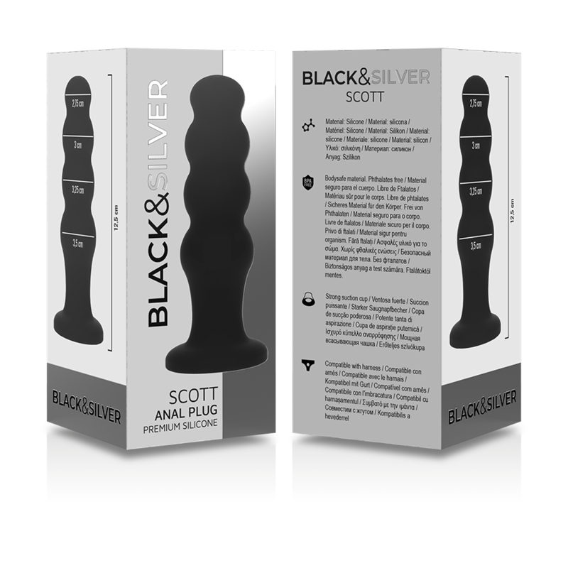 Black&silver - scott anal plug premium silicone black