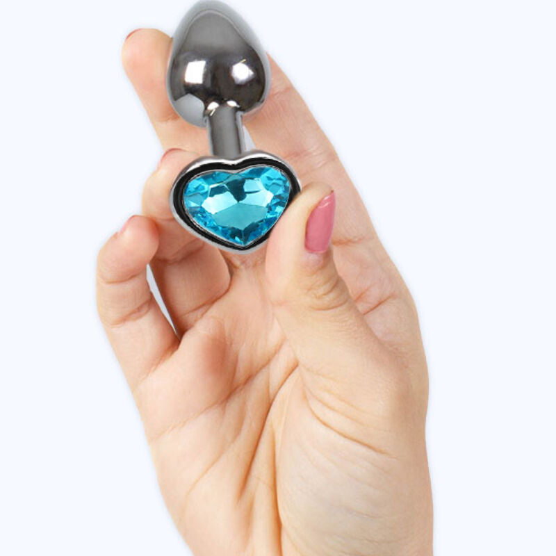 Secret play - butt plug in metallo cuore blu misura piccola 7 cm