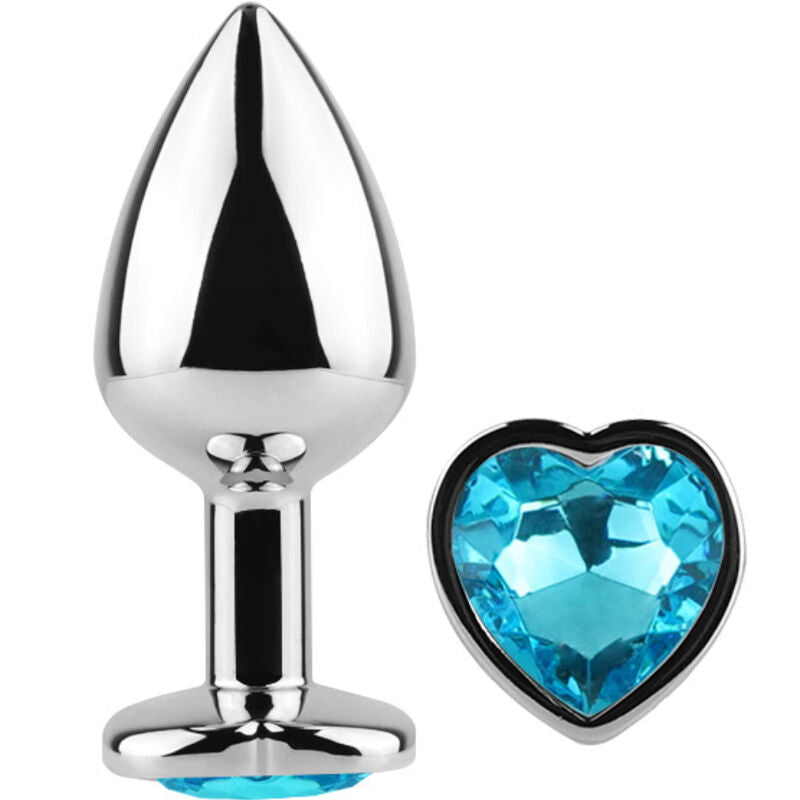 Secret play - butt plug in metallo cuore blu misura piccola 7 cm