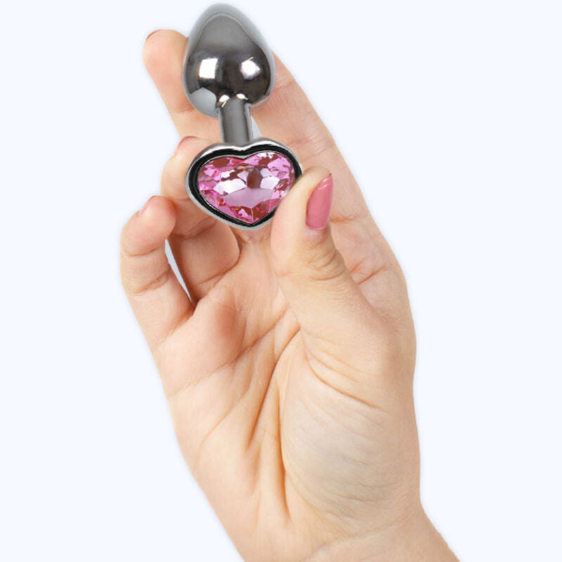 Secret play - butt plug in metallo cuore fucsia misura piccola 7 cm